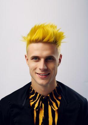 Coiffure Halloween Complément Capillaire Avec Cheveux jaunes Choquants de Scientifique Fou