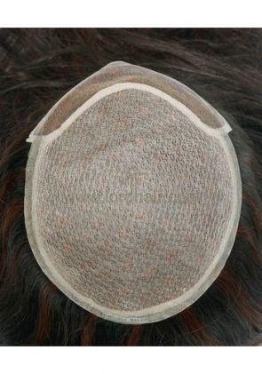 YJ083B:  fait sur mesure haut de soie Pu au périmètre et de la dentelle sur la perruque a l'avant, Perruque pour les femmes en dentelle française 